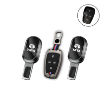 Load image into Gallery viewer, Folkswheel Combo | TATA Key Cover ( 4 Button ) | Seatbelt Extender ( 2 pcs)