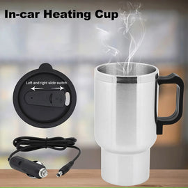 Folkswheel Car Kettle Stainless Steel Kettle Travel Thermoses Heating Cup for Water Tea Coffee Milk