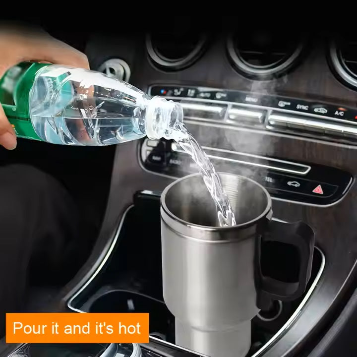 Folkswheel Car Kettle Stainless Steel Kettle Travel Thermoses Heating Cup for Water Tea Coffee Milk