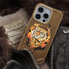 Nimmy Dazzling Embroidery Back Case with MagSafe -Tiger For iPhone