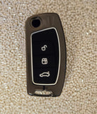 Ford New Curve| Premium Metal Alloy Keycase with Holder & Rope Chain (Smart key 3 button)