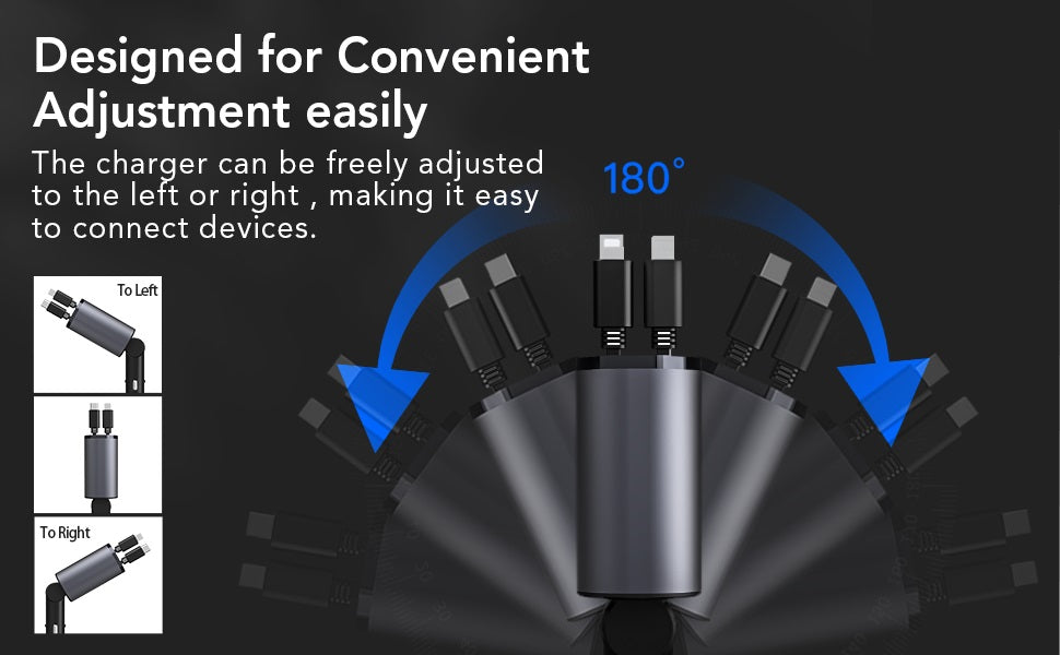 Folkswheel Retractable Car Charger, 100W 4 In 1 Super Fast Charge Car Phone Charger, Retractable Cables (31.5 Inch) And 2 Usb Ports Car Adapter For Iphone 15/14/13/12 Pro Max Xr, Ipad, Pixel, Silver