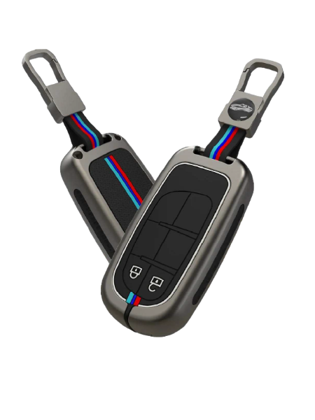 Metal Silicon Key case for Jeep Compass 2 Button Smart Key