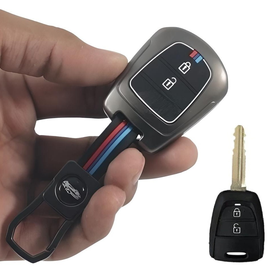 Folkswheel Metal Silicon Alloy Key case for Hyundai Grand i10 (2 Button) (Fixed Key)